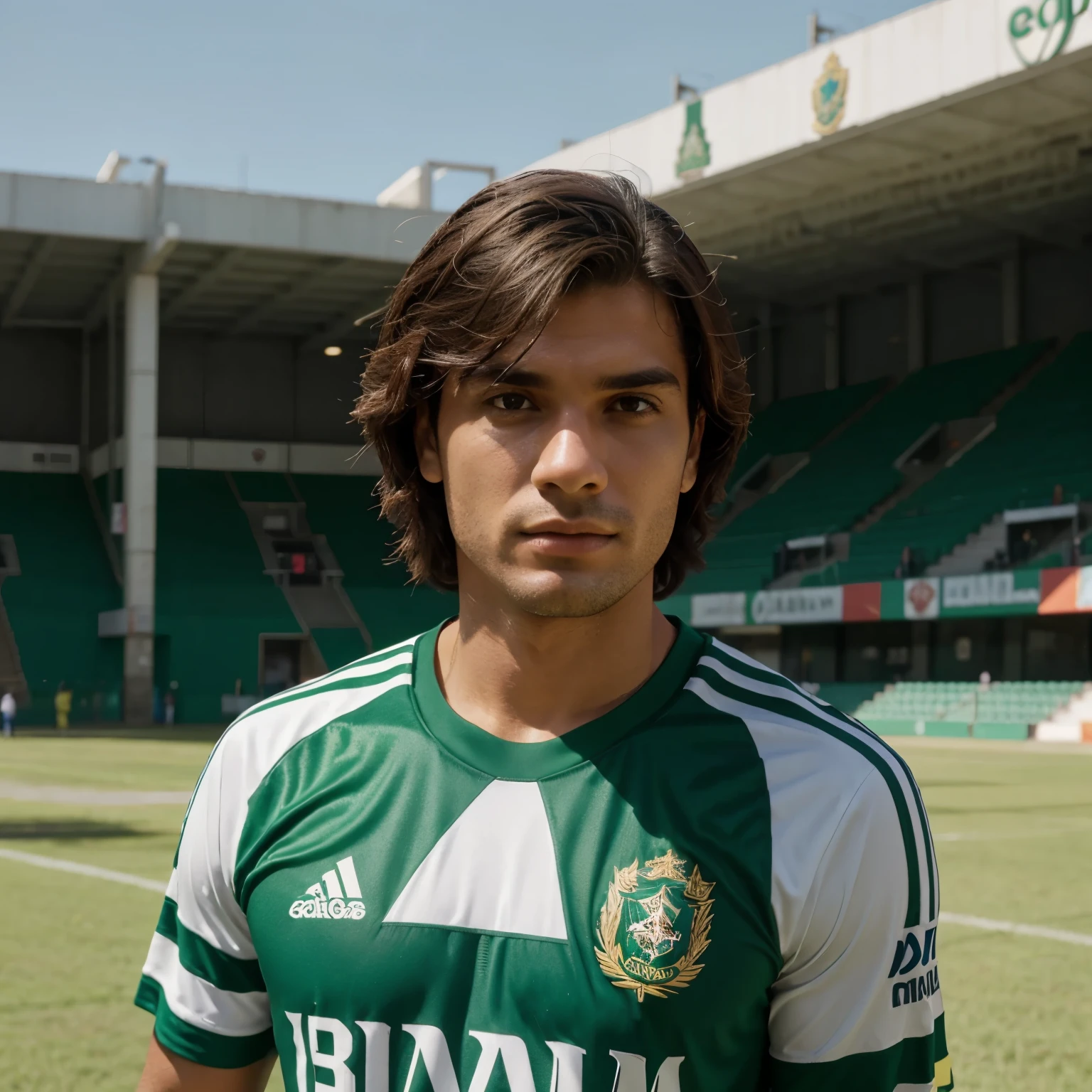 Camisa masculina, com escudo de time brasileiro PALMEIRAS escudo em manequim de loja