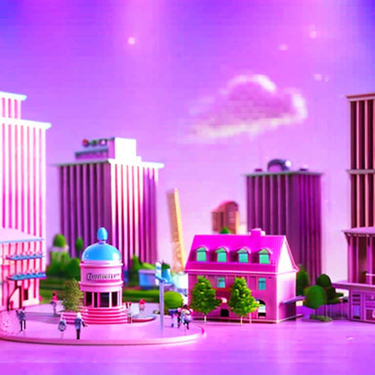 3d rendering of miniature cute city, high detail，high quality feel,Premium Studio Light,mixer，Lumio，Arnold，8k,HD，Headquarters