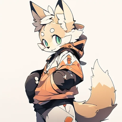 furry fury,Orange fox ears,Orange hair,Orange eye kernel,Wear body armor,Shota,Carrying a blue sword on his back,hold,Wear body armor,military,Detailed war scenes,modern