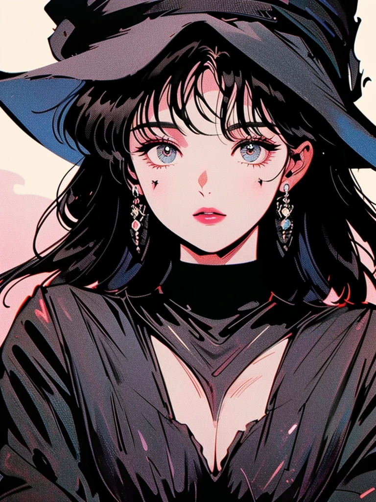 a close up of a woman in a black dress and a hat, fashionable dark witch, beautiful sorceress, beautiful witch female, a beautiful sorceress, dark witch, classical witch, supervillain sorceress witch, pretty sorceress, dark witch character, dark robed witch, beautiful female witch, dark sorceress, evil sorceress witch