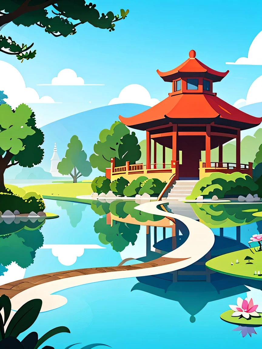 masterpiece, 8k, sharp focus, high resolution,  plants and flowers, dreamy, beautiful, fantasy,  A white snake is coiled on an ancient red silk Spring couplet, which depicts traditional blessings for the Year of the Snake, such as "Good luck in the Year of the Snake", "，The West Lake scenic area in Hangzhou is delicately depicted, full of spring, with traditional buildings such as pavilions and pavilions dotted along the lakeside，Hangzhou Pagoda，