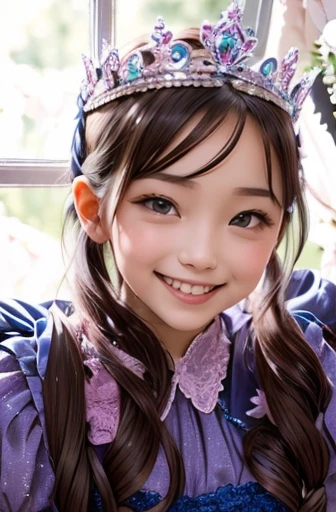 Face like princess cute and smile with her boyfrien and where a queen dress with crown and remove their all clothes 