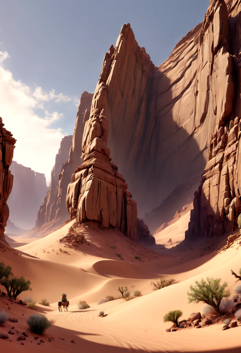 Desert Canyon, octane render, intricate, (best quality, masterpiece, Representative work, official art, Professional, unity 8k wallpaper), (by E.H. Shepard:1.2)
