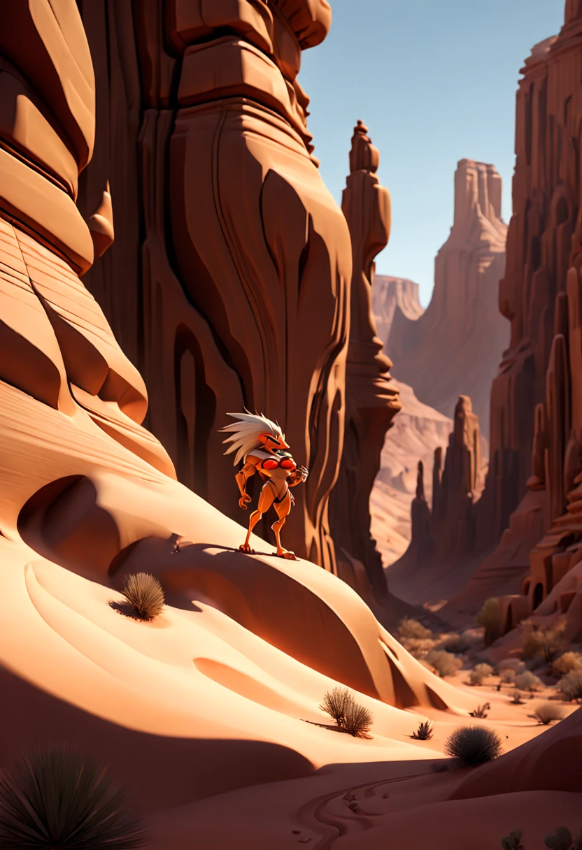 Desert Canyon, octane render, intricate, (best quality, masterpiece, Representative work, official art, Professional, unity 8k wallpaper), (by Tex Avery:1.2)