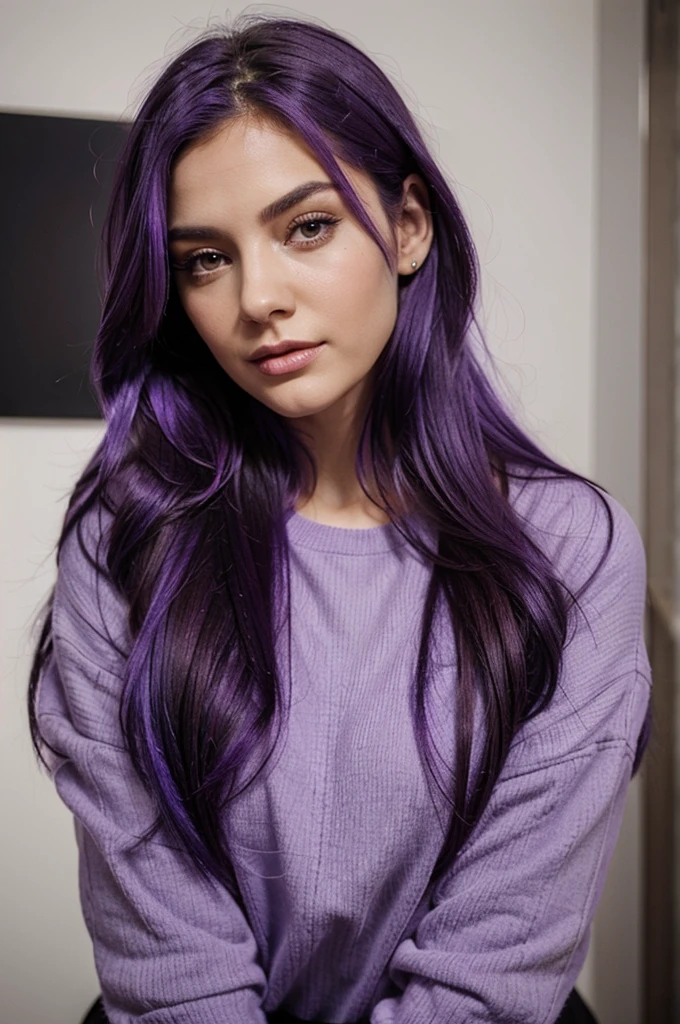 Beautiful woman with purple hair