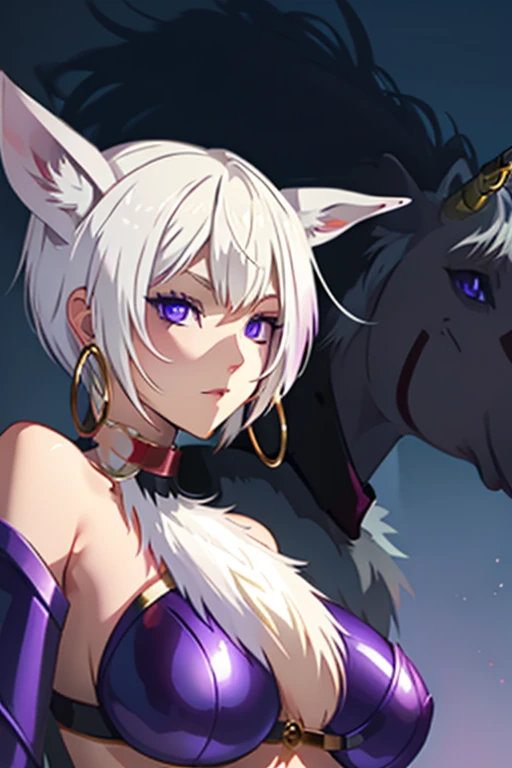 Unicorn Anthropomorphic Female High detail White hair Purple pupils, getting fucked