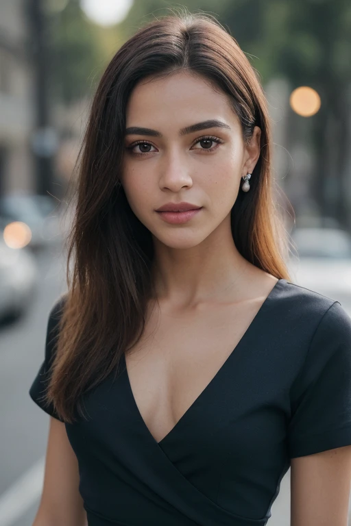 Breathtaking cinematic photo of a 19 year old girl with cabelo castanho and olhos castanhos, sorriso de boca fechada, Lindo lips, detalhes intrincados, profundidade superficial de campo, vinheta, altamente detalhado, high budget Hollywood movie, bokeh, cinemascope , temperamental, epic, Lindo, cinematic grain, Obra de arte, premiado, profissional, altamente detalhado, textura detalhada da pele, (corar: 0.5), (arrepio: 0.5). (the most Lindo woman in the world) (cabelo castanho) (Cabelo cacheado curto, cabelo selvagem, corte elegante) rosto fino, nariz fino, Lindo, very Lindo, perfeito face, delgado body (delgado), (cabelo castanho) (olhos castanhos ) (Pele branca) corpo bonito, face ocidental, Predatory eyes, rosy lips, coxas grossas. corpo todo, beleza ocidental, nariz fino, Lindo, perfeito, ((melhor qualidade)), ((ultra resolution)), ((fotorrealista: 1.4)), (detalhes intrincados), perfeito face, inventar: 1.5 , rosto claro, detalhes faciais. vista frontal ((camisa social azul, casaco preto, Traje Preto, black dress pants))