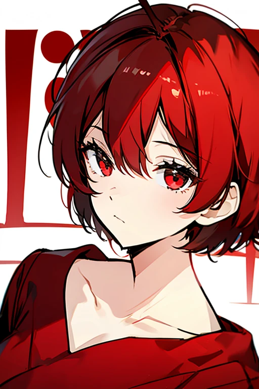 A red-haired girl with short hair and pinched eyes