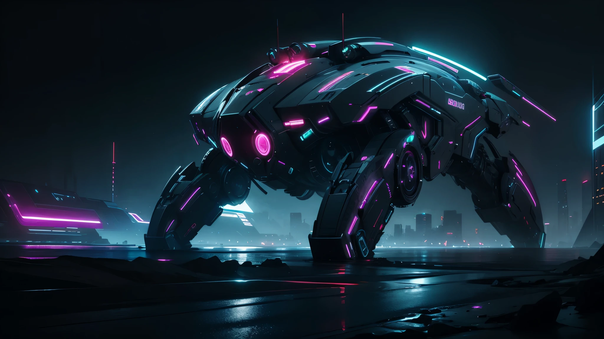 Unreal Engine, Realistic Rendering, Excellent looking, a vector art of a neon scifi technology background on a black background, masterpiece, highres, 1080P, UHD