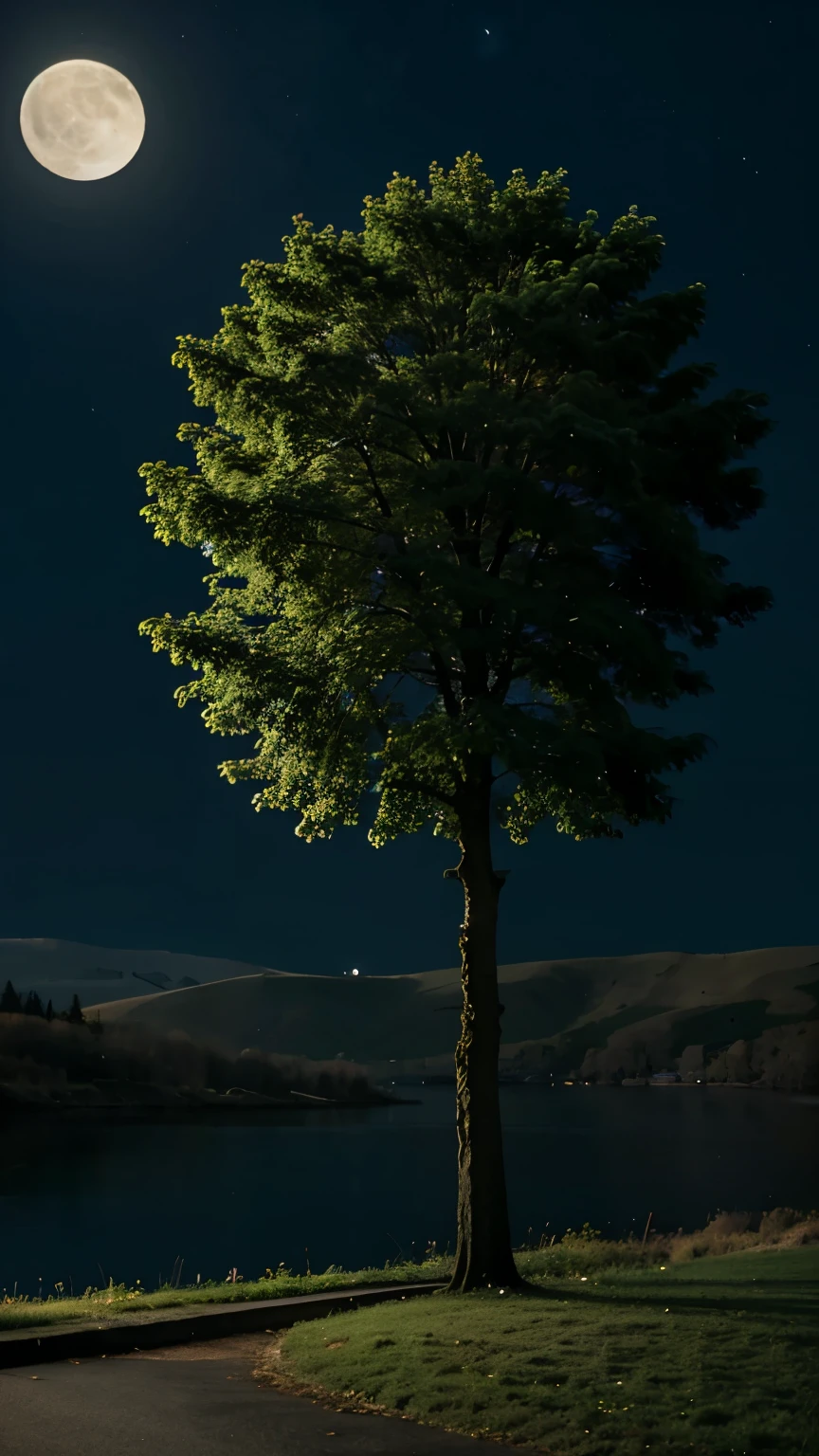 Night, tree, nature, midnight, moon
