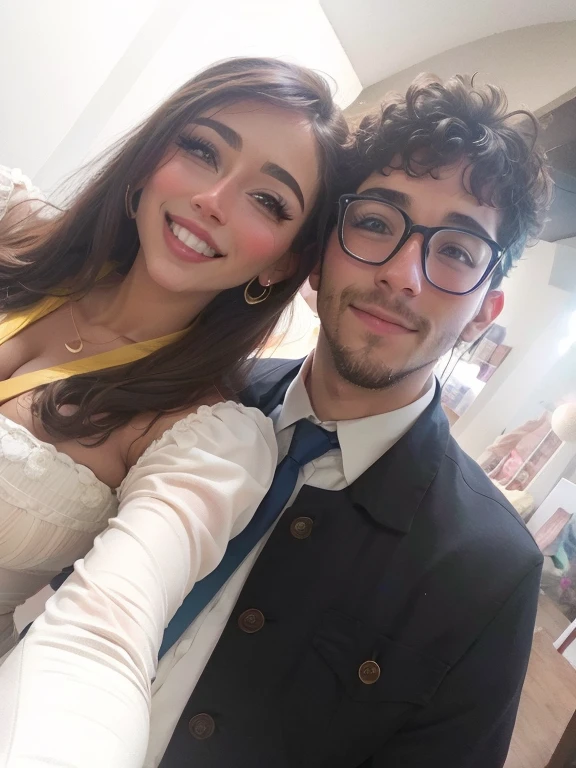 una pareja de enamorados estilo disney pixart dibujo animado, encantadores lindos y bonitos