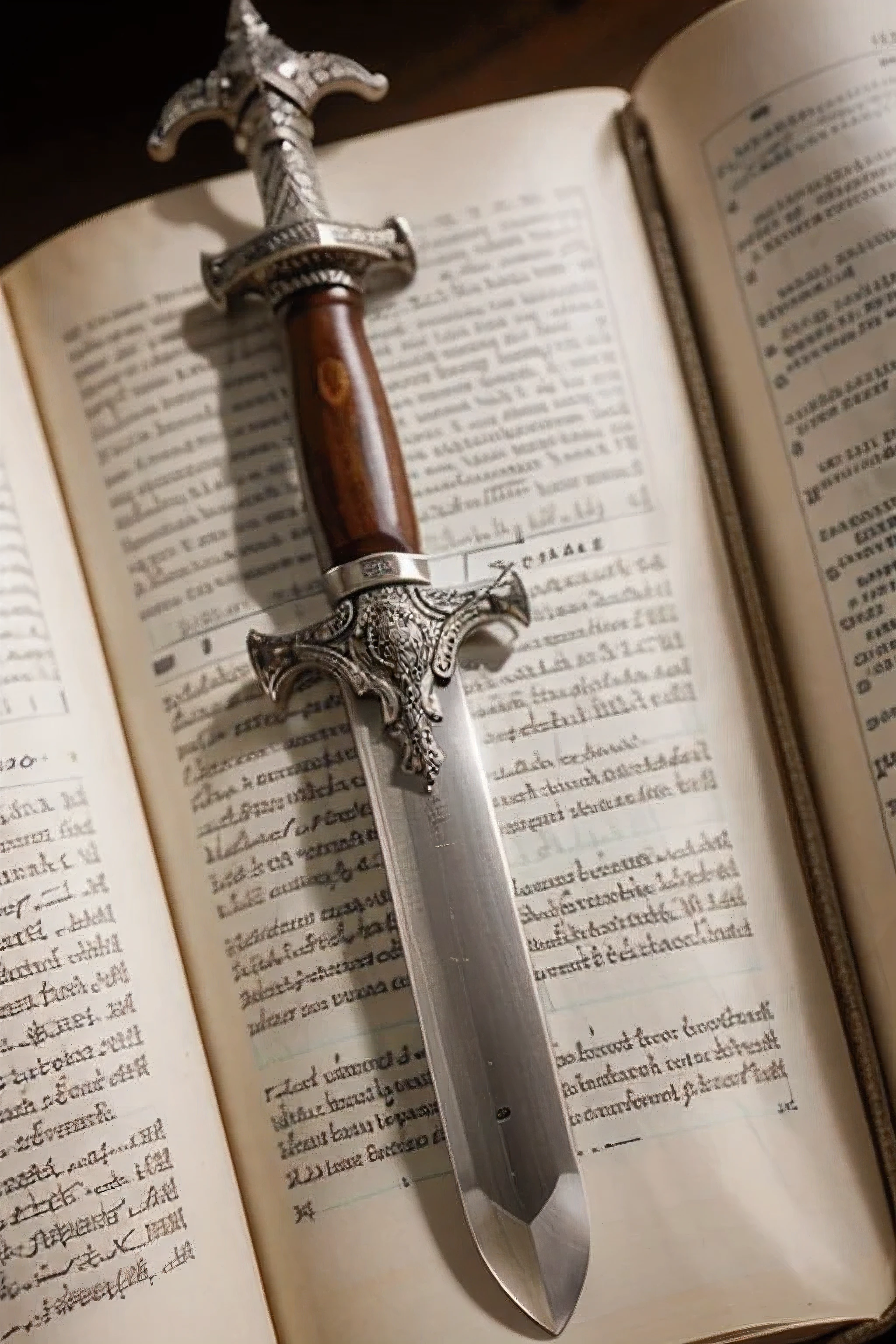 a sword leaning on the Bible