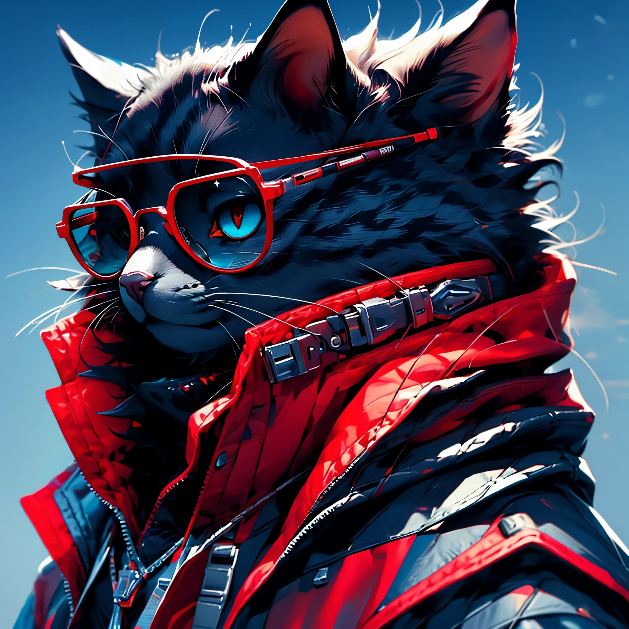 masterpiece,best quality,ultra-detailed,8k,highres,absurdres,Amazing,finely detail,cyberpunk style,hoodie,sun glasses,portrait,furry,jacket,best shadow,border collie,despise,