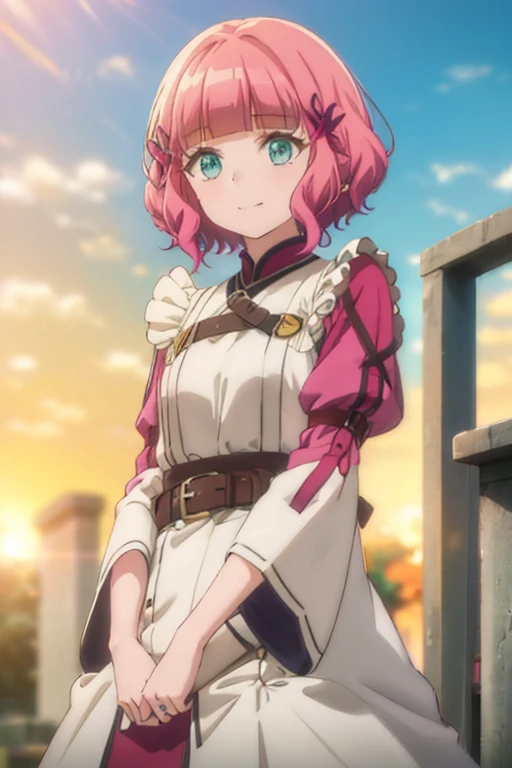 a silver haired young woman with green eyes is posing with a pink haired woman with violet eyes with an hourglass and short hair in the cemetery