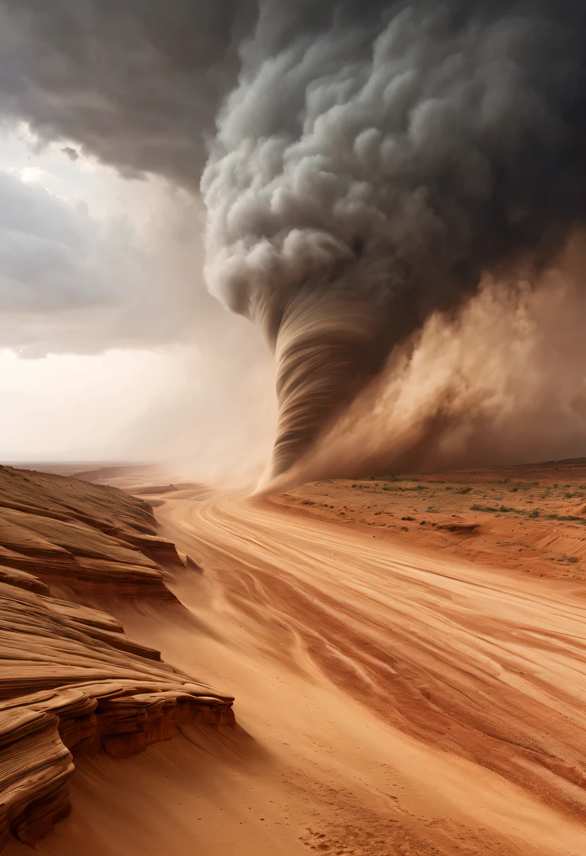 (desert canyon:1.5),Narrow canyon in the middle of the desert,(sandstorm,tornado:1.4),The hurricane rolled up the yellow sand and covered the sky,广阔的desert canyon,dramatic scenery,red sandstone formation,huge rock cliff,stunning landscape,deep and narrow ravine, in the style of photo realistic landscapes, Stone sculptures, cabin core, Stone, in the style of photo realistic landscapes, cabin core, tumbling wave,decorative background, photo realistic landscapes, large canvas format, 32k Ultra HD, photo, The best qualities of imaginative landscapes,4K,8k,high resolution,masterpiece:1.2),Super detailed,(actual,realistically,realistically:1.37),