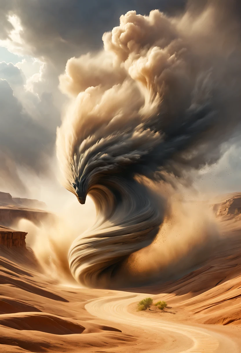 (desert canyon:1.5),Narrow canyon in the middle of the desert,(sandstorm,tornado:1.4),The hurricane rolled up the yellow sand and covered the sky,广阔的desert canyon,dramatic scenery,red sandstone formation,huge rock cliff,stunning landscape,deep and narrow ravine, in the style of photo realistic landscapes, Stone sculptures, cabin core, Stone, in the style of photo realistic landscapes, cabin core, tumbling wave,decorative background, photo realistic landscapes, large canvas format, 32k Ultra HD, photo, The best qualities of imaginative landscapes,4K,8k,high resolution,masterpiece:1.2),Super detailed,(actual,realistically,realistically:1.37),