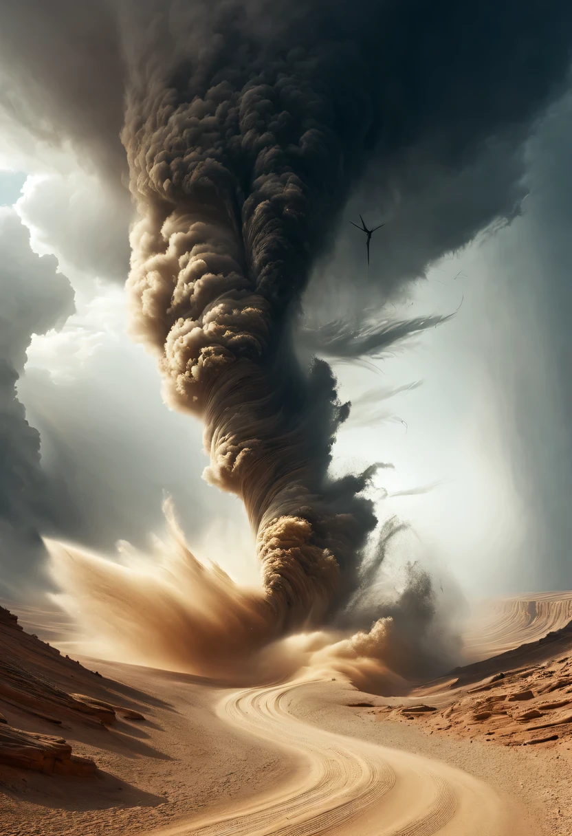 (desert canyon:1.5),Narrow canyon in the middle of the desert,(sandstorm,tornado:1.4),The hurricane rolled up the yellow sand and covered the sky,广阔的desert canyon,dramatic scenery,red sandstone formation,huge rock cliff,stunning landscape,deep and narrow ravine, in the style of photo realistic landscapes, Stone sculptures, cabin core, Stone, in the style of photo realistic landscapes, cabin core, tumbling wave,decorative background, photo realistic landscapes, large canvas format, 32k Ultra HD, photo, The best qualities of imaginative landscapes,4K,8k,high resolution,masterpiece:1.2),Super detailed,(actual,realistically,realistically:1.37),