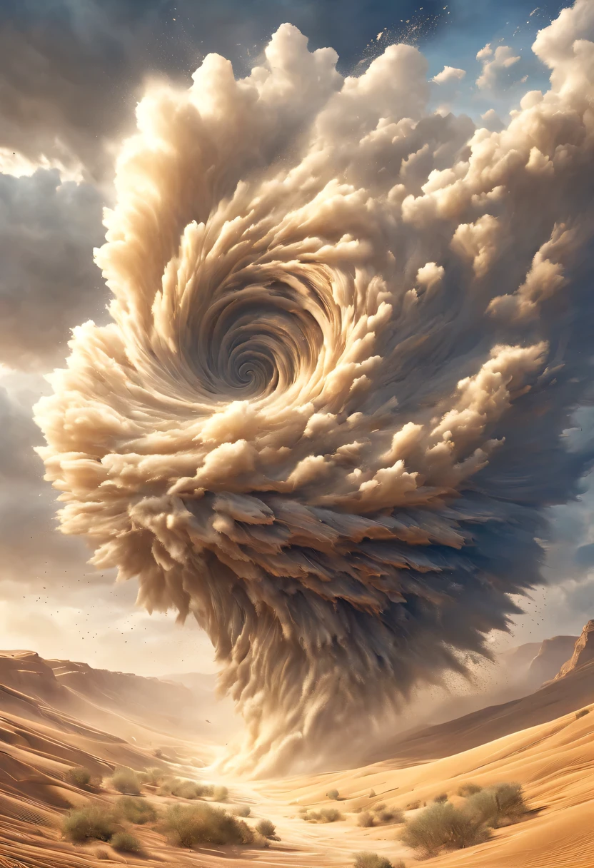 (desert canyon:1.5),Narrow canyon in the middle of the desert,sandstorm,tornado, in the style of photo realistic landscapes, Stone sculptures, cabin core, Stone, in the style of photo realistic landscapes, cabin core, rolling waves,decorative background, photo realistic landscapes, large canvas format, 32k ultra high definition, photo, The best qualities of imaginative landscapes,4k,8k,high resolution,masterpiece:1.2),Super detailed,(actual,realistically,realistically:1.37),