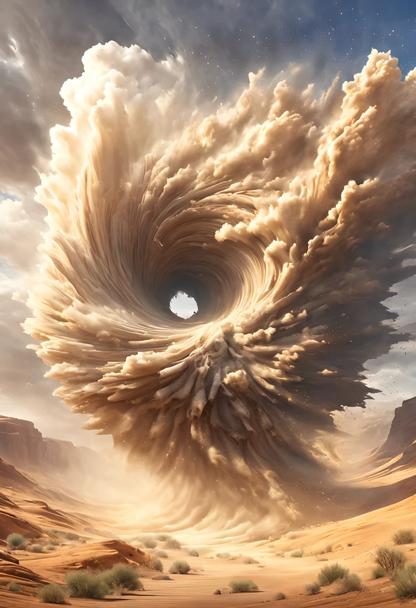(desert canyon:1.5),Narrow canyon in the middle of the desert,sandstorm,tornado, in the style of photo realistic landscapes, Stone sculptures, cabin core, Stone, in the style of photo realistic landscapes, cabin core, rolling waves,decorative background, photo realistic landscapes, large canvas format, 32k ultra high definition, photo, The best qualities of imaginative landscapes,4k,8k,high resolution,masterpiece:1.2),Super detailed,(actual,realistically,realistically:1.37),