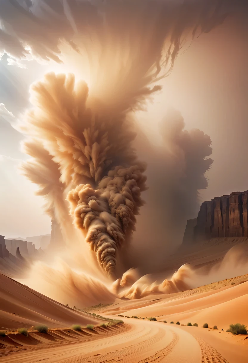 (desert canyon:1.5),Ordos Desert Grand Canyon,sandstorm,tornado,