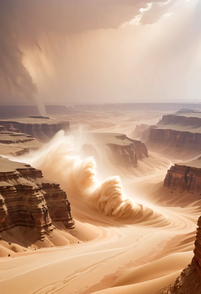 (desert canyon:1.5),Ordos Desert Grand Canyon,sandstorm,tornado,