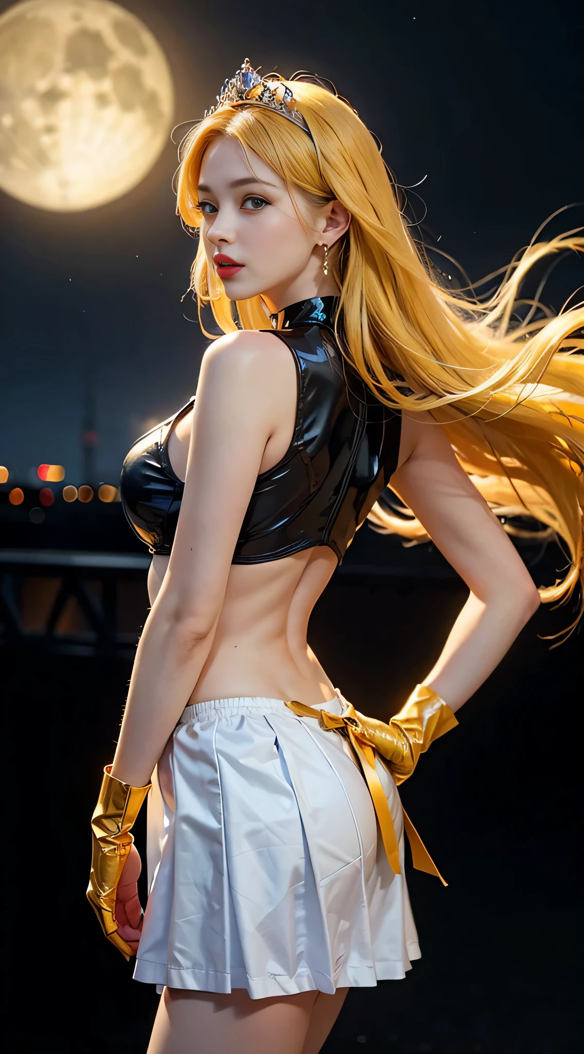 最high quality, masterpiece, 32k、Very detailed、Realistic、1 girl, Japanese women、Posing for the camera、Natural smile、Cute Face, (photo Actual:1.3),Bob Hair(Yellow hair color、Yellow Hair)、Edge lighting, (Skin with attention to detail:1.2), 8k超High resolution, Single-lens reflex camera, high quality, High resolution, 4K, 8k, Optimal ratio of four fingers to one thumb, (Actual:1.3), cute 1 girl, Realistic、Super Realistic、32k、Very detailed、masterpiece, 最high quality, beautiful girl, beauty、Gorgeous girl, Big Breasts, Big Ass, Tight waist, Spread your legs, Plenty of facial detail, A futuristic and sexy costume in blue and white, cyber punk, Yellow very long hair, City of the Future, hologram, Neon lighting, Very detailedな, High resolution, masterpiece, high quality, High resolution, Fox ear headband