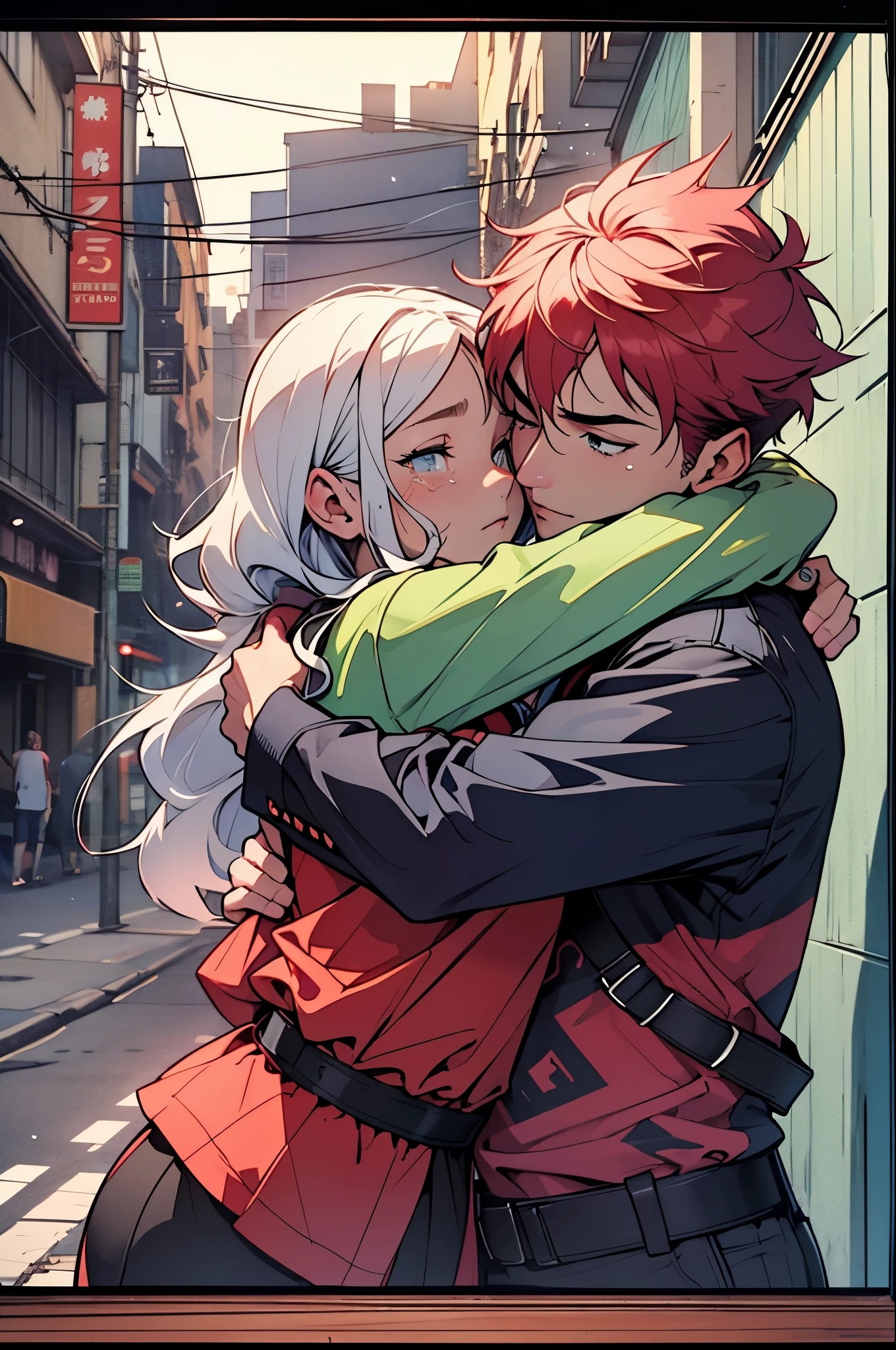 boy Hugging girl with crying emotions  --auto --s2