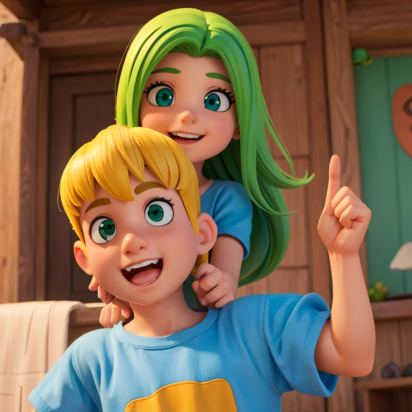 Cabelo Prateado, olhos verdes, Boca com um sorriso grande, Rosto Alegre, dando gargalhada, adolescente homem, covinhas na bochecha, olhos perfeitos, orelha de animais falsas, cinematic animation, expressionismo, super detail, Apenas o rosto, fundo alegre ecolorido.