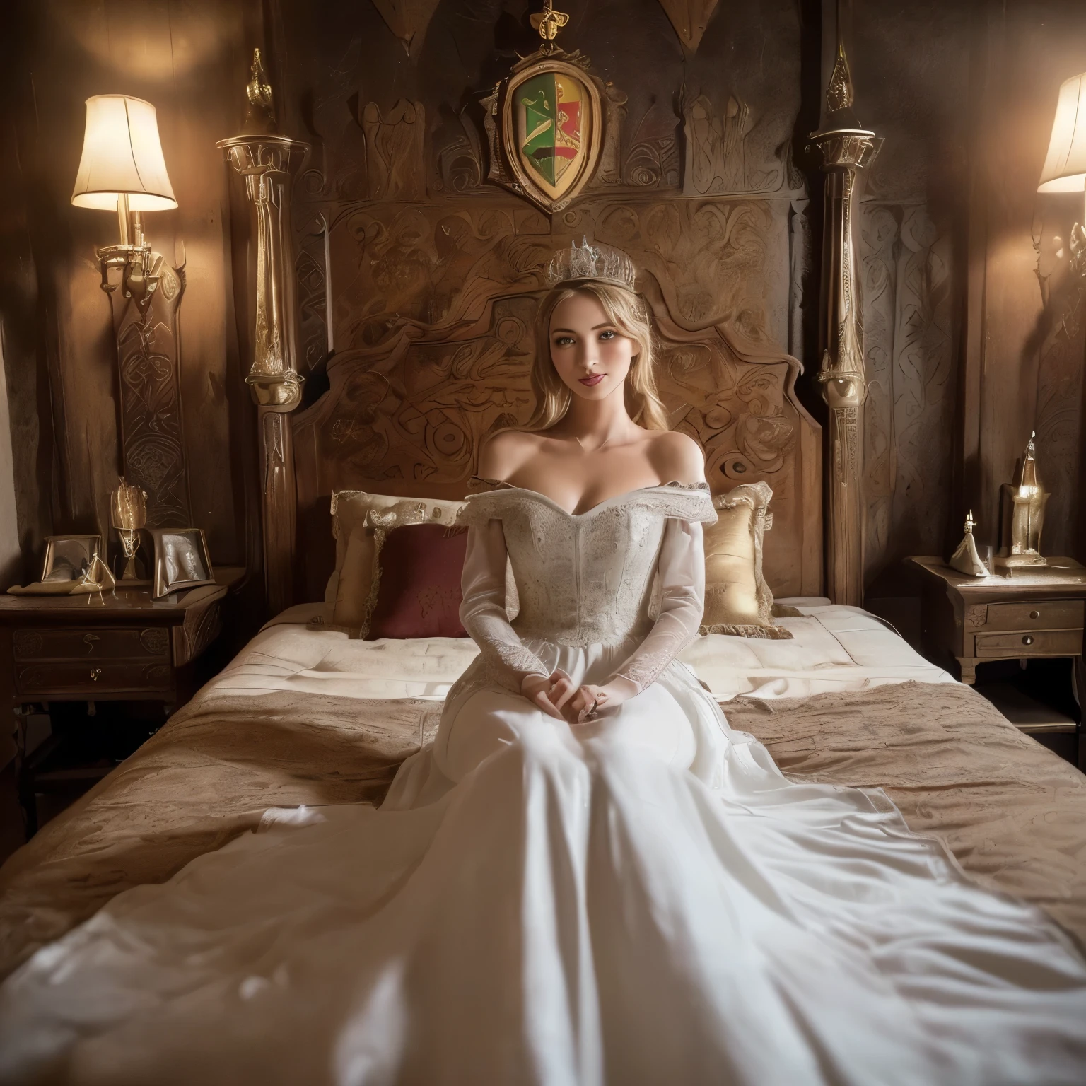 ((highest quality、muste piece、8k、best image quality、A very intricate and detailed upper body photo of Princess Erjan:1.5)、the most gorgeous princess costume、((The most beautiful medieval Belgian princess costumes、The most luxurious medieval Belgian princess costumes、The most luxurious and huge princess bedroom、The most luxurious princess bedroom you can imagine、A very luxurious medieval Belgian castle room、medieval belgian princess&#39;midnight bedroom、very intricate decoration)、(look at me、Perfect makeup、slight smile)、(Depth of field is deep:1.5)、(Detailed and complex background:1.3)、(Clear background of a bedroom in a huge medieval Belgian castle:1.3)、(accurate anatomy:1.5)、((epic movie lighting、romantic warm lighting))、(romantic mood night:1.Faithfully recreates the atmosphere of medieval Belgium:1.5)