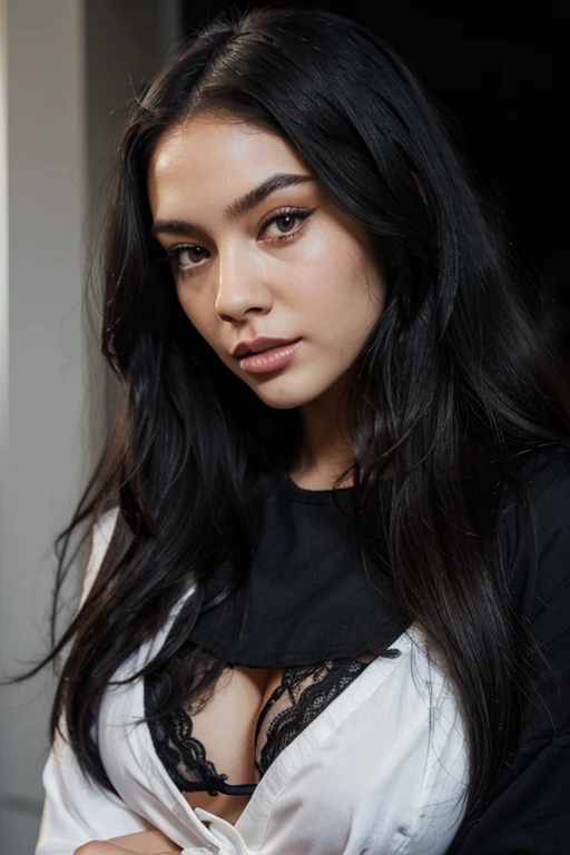 woman with long black hair