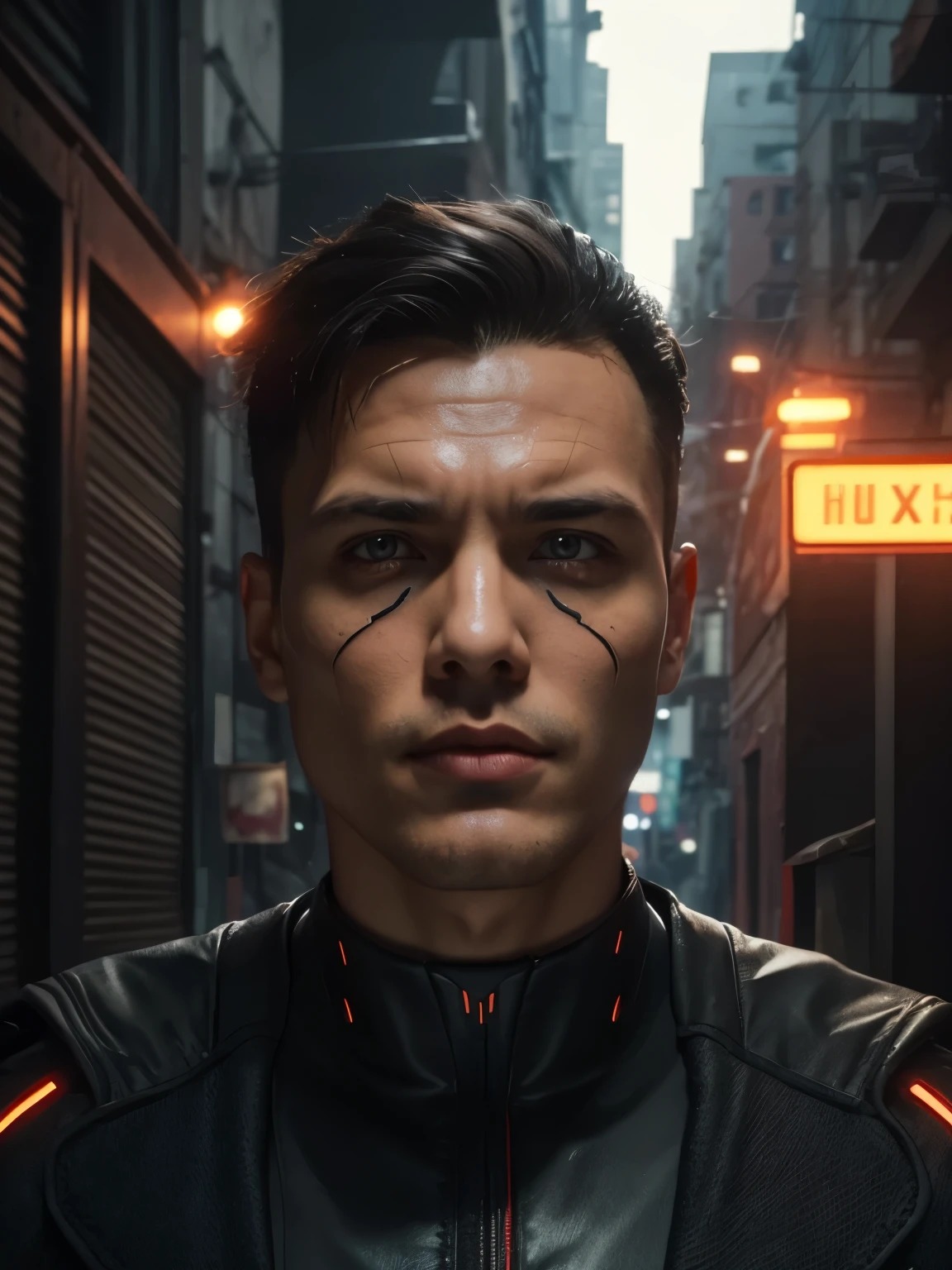 Change background, Cyberpunk, Handsome Boy, realistic face, ultra realistic, 4k