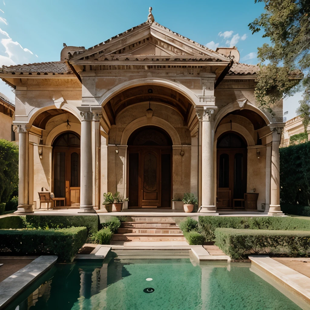 Classical villa, symmetry, archs, architecture, exterior