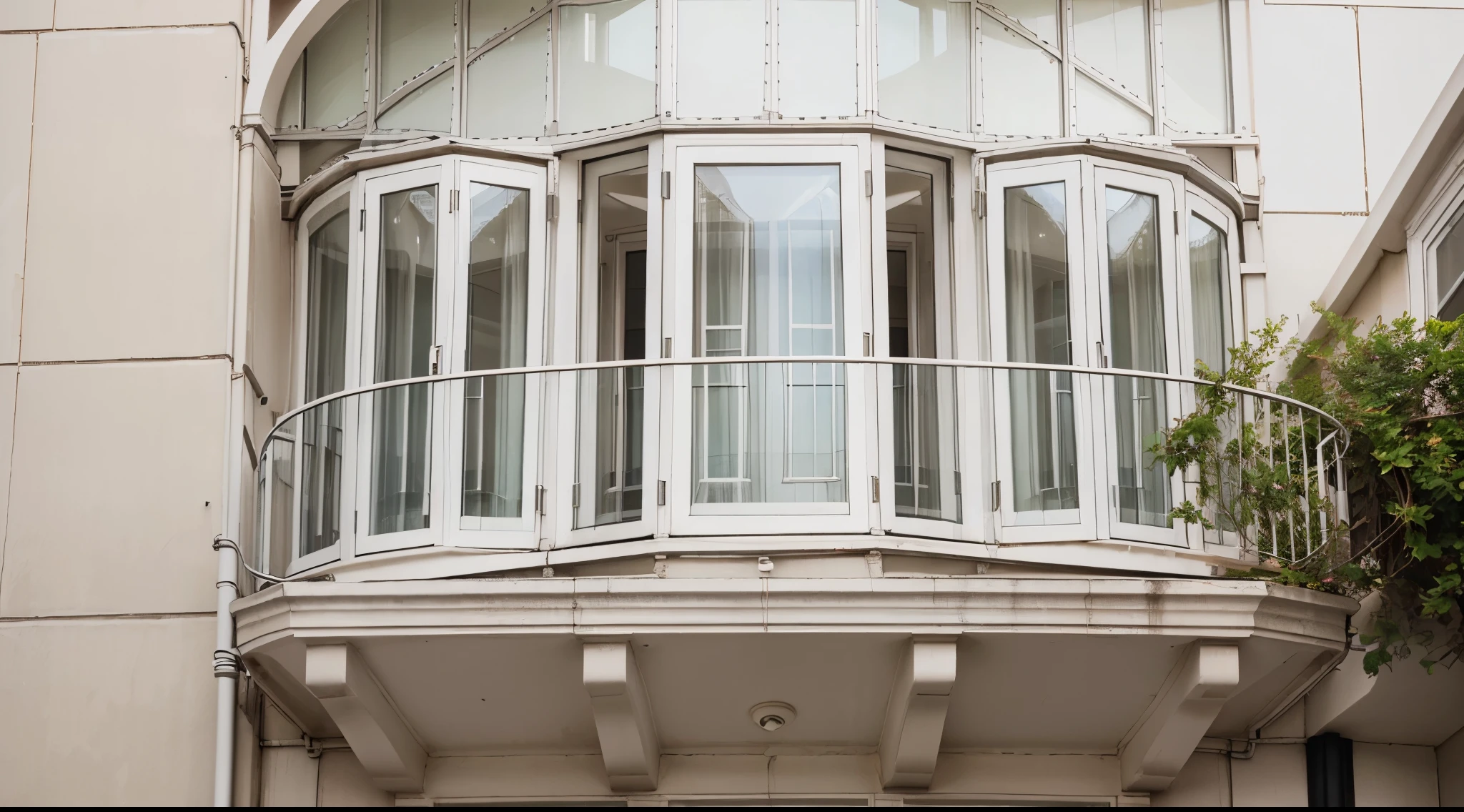 Image of a balcony in the city, glazed with beautiful white PVC windows.