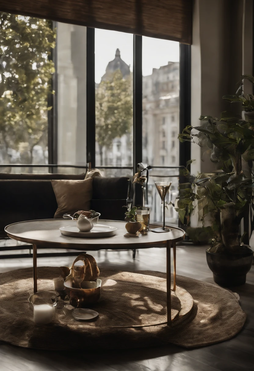 A dream apartment with luxurious and sophisticated decoration, with glass windows that offer a panoramic view of the city. The style is classic and elegant, with gold and marble details that add a touch of opulence. 8K resolution allows you to appreciate every texture and detail in exceptional quality.