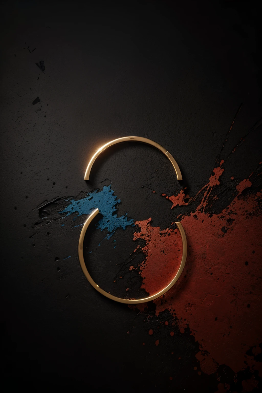 logo for MK13_ART with an abstract background, red, black, blue, gold.