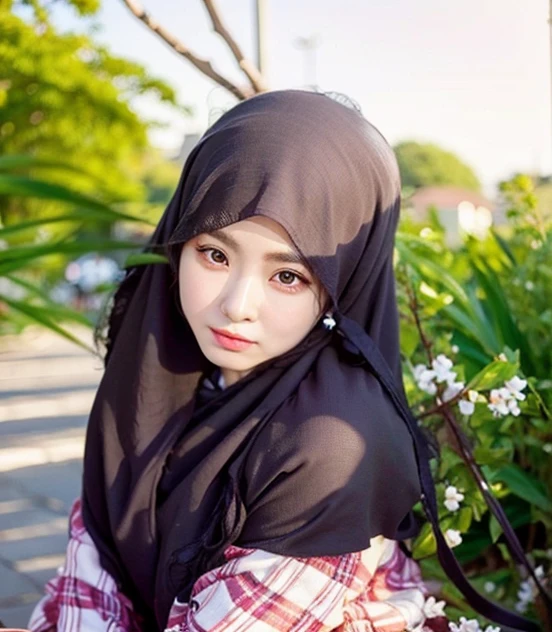 (masterpiece),(very detailed),a half body of a Korean woman wearing a hijab and a black and pink shirt, beautiful aesthetic face, her skin is light brown, mosque background, girl cute-fine-face, attractive female face!!!, with accurate face, attractive beautiful face, beautiful delicate face, very pretty face, with cute - fine - face, hijab, attractive girl, cute - fine - face, cute-fine-face