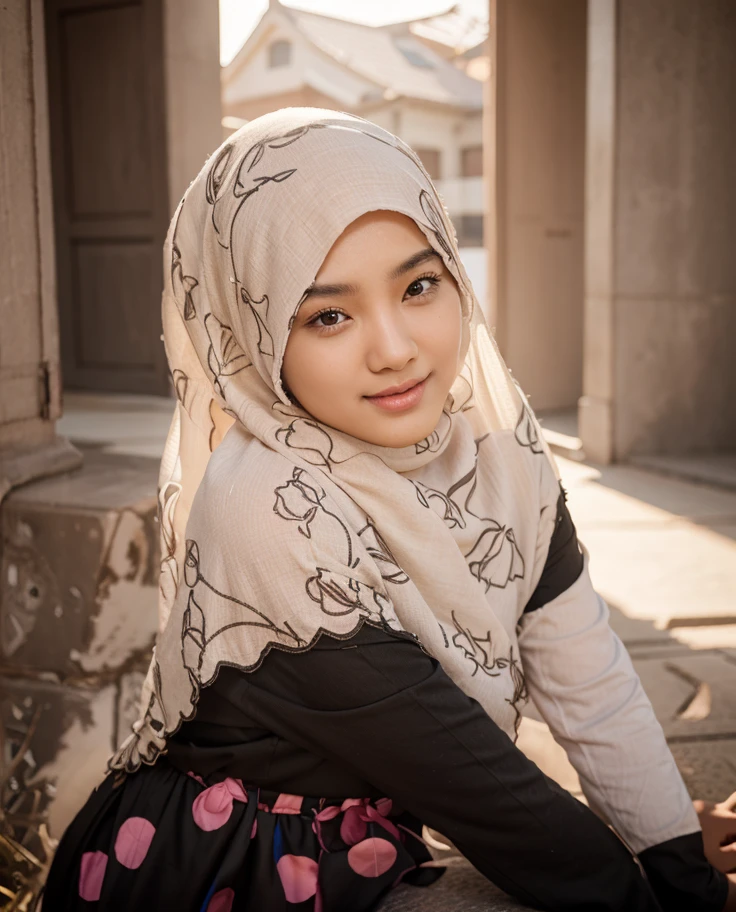 (masterpiece),(very detailed),a half body of a Korean woman wearing a hijab and a black and pink shirt, beautiful aesthetic face, her skin is light brown, mosque background, girl cute-fine-face, attractive female face!!!, with accurate face, attractive beautiful face, beautiful delicate face, very pretty face, with cute - fine - face, hijab, attractive girl, cute - fine - face, cute-fine-face