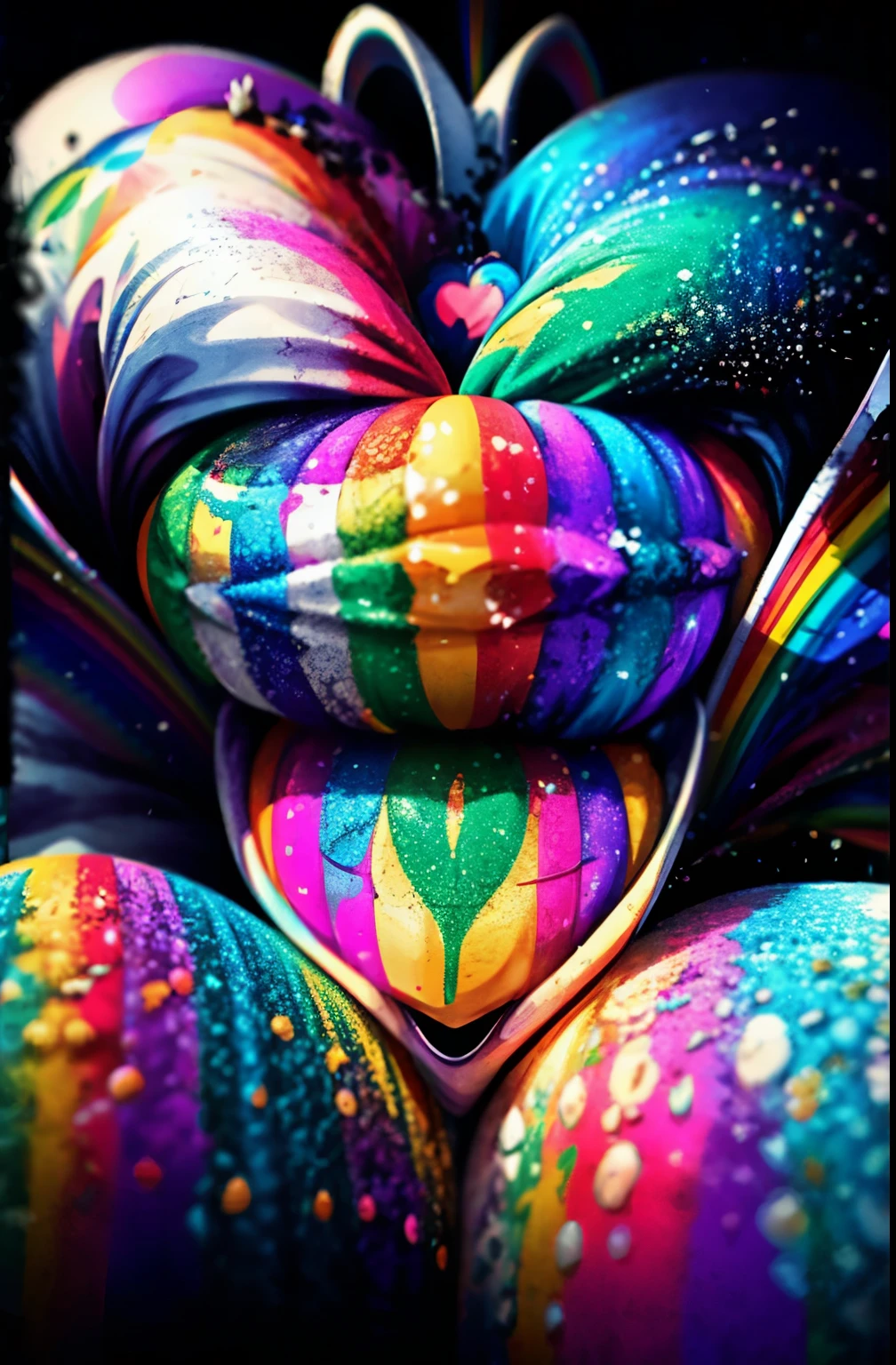 Rainbow on background、rainbow colors、Colorful、highest quality、Super high resolution、(photoreal:1.4)、Female 1 Person、Sleeveless white buttoned shirt、black skirt、black choker、cute、(Kpop Idle)、(charm:1)、(platinum blonde hair:1)、((puffy eyes))、look at the audience、Full body Esbian、facing the front