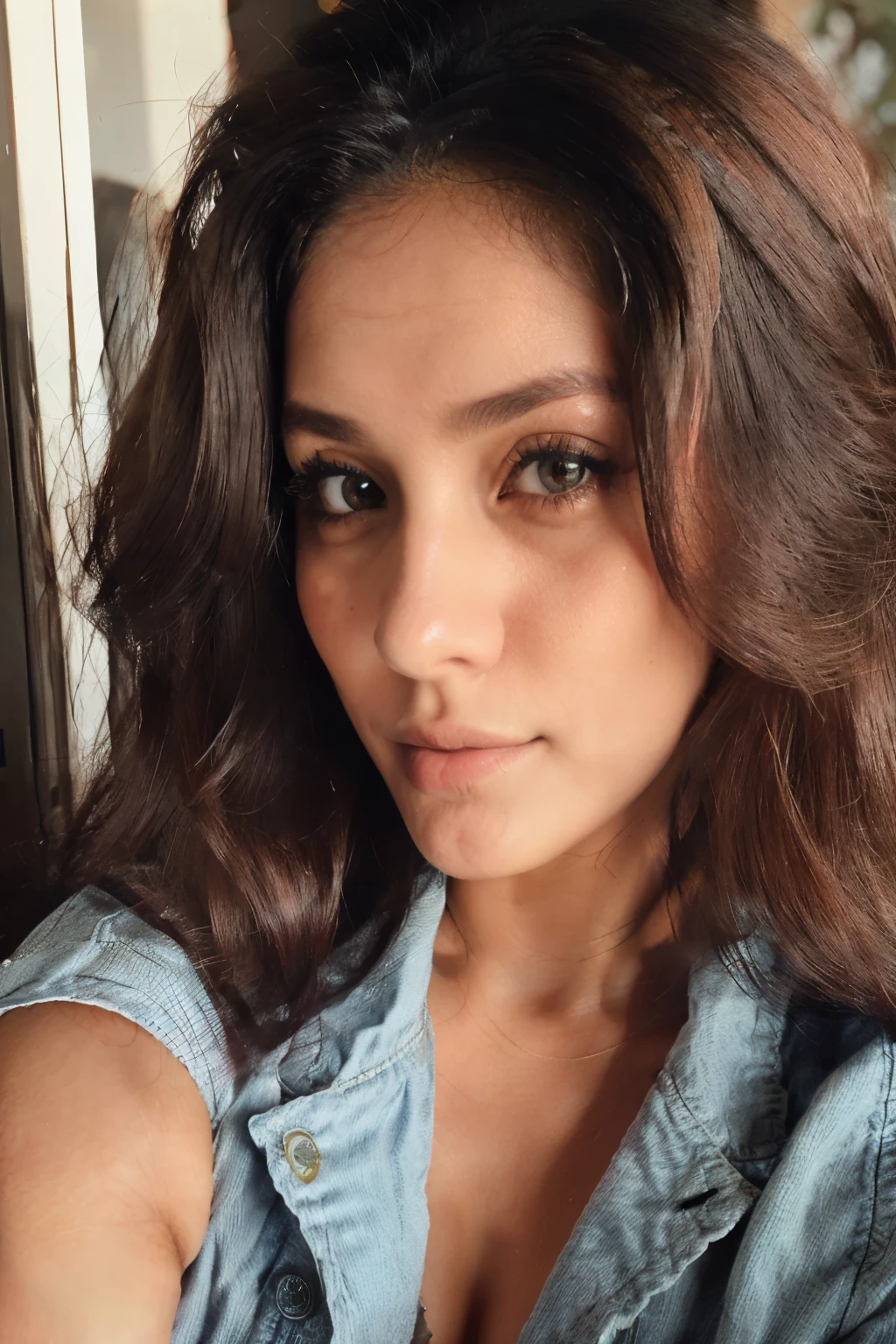 um close de uma mulher com uma camisa azul e uma jaqueta, foto de uma linda mulher, rosto sexy com maquiagem completa, beleza de cair o queixo, mulher atraente do cabelo castanho, lindo rosto atraente, linda linda mulher, rosto bonito e atraente, linda garota modelo, menina com cabelo castanho, lindo rosto feminino, lindo retrato de rosto, beleza de cair o queixo, linda modelo feminina