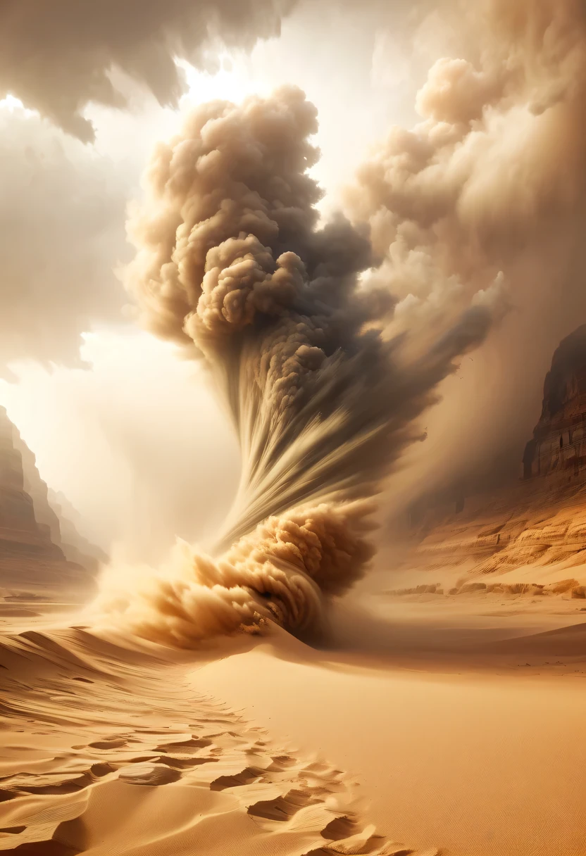 (deep, narrow desert canyon:1.8),Narrow canyon in the middle of the desert,underground canyon,deep and narrow ravine,(sandstorm,tornado:1.4),The hurricane rolled up the yellow sand and covered the sky,flying sand,Abandoned houseroken mounds of earth,broken wall,old,weathered,desolated,narrow desert canyon,dramatic scenery,red sandstone formation,huge rock cliff,令人惊叹的景观 in the style of photo realistic landscapes, Stone sculptures, cabin core, Stone, in the style of photo realistic landscapes, cabin core, tumbling wave,decorative background, photo realistic landscapes, large canvas format, 32k Ultra HD, photo, The best qualities of imaginative landscapes,4K,8k,high resolution,masterpiece:1.2),Super detailed,(actual,realistically,realistically:1.37),