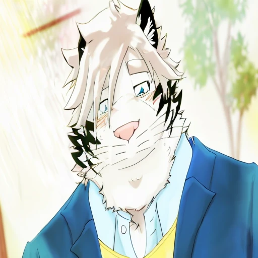 (best quality,4k,8k,highres,masterpiece:1.2),ultra-detailed,(realistic,photorealistic,photo-realistic:1.37),anime,portrait,anime style,anime style,blue jacket,feline ears,cat ears,cartoon shadows!!,prank,inspired by Masanobu Okumura,Sora 卆-Drawing of a 猫-like character,anime style feline,realistic anime cat,inspired by Higashimura Akiko,clean cartoon shadows