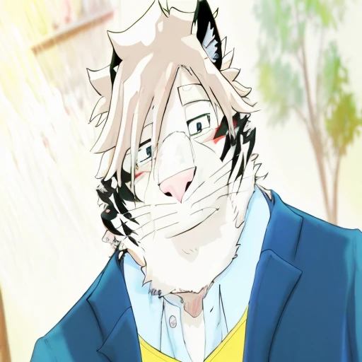 (best quality,4k,8k,highres,masterpiece:1.2),ultra-detailed,(realistic,photorealistic,photo-realistic:1.37),anime,portrait,anime style,anime style,blue jacket,feline ears,cat ears,cartoon shadows!!,prank,inspired by Masanobu Okumura,Sora 卆-Drawing of a 猫-like character,anime style feline,realistic anime cat,inspired by Higashimura Akiko,clean cartoon shadows