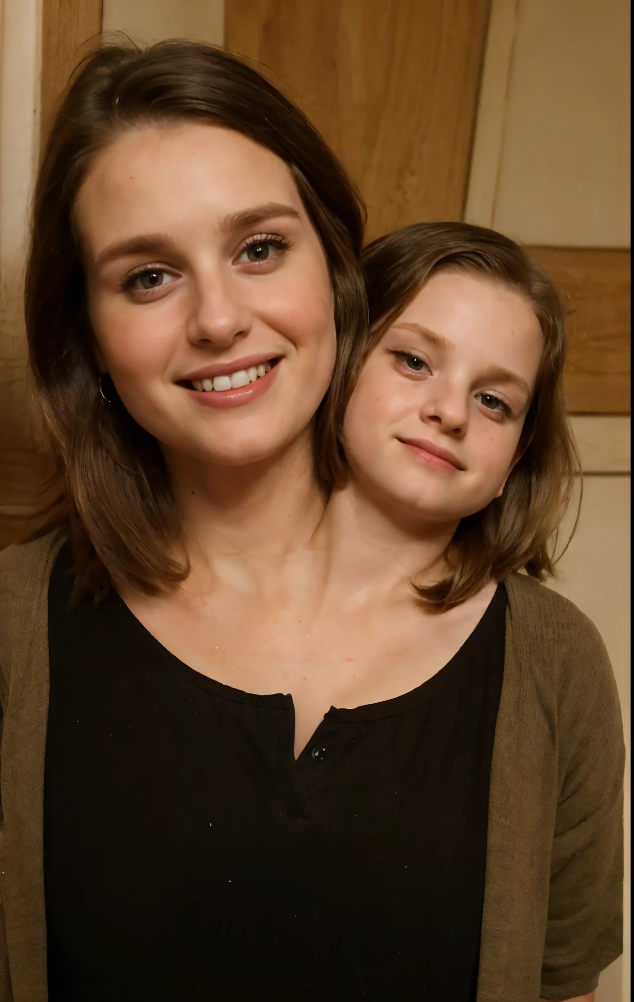 2heads, two headed girl, (a 30 year old woman and a 7 year old child:1.5)
