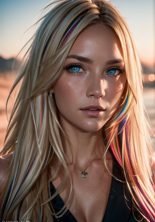 analog style, model shoot style, RAW photo ((portrait:1.8)) of a (young woman:1.5), ((colorful photo:1.5)), (long blonde hair, multicolored hair:1.7), ((cute face: 1.7, perfect face:1.3)), looking at viewer,
(shiny body:1.5, pale skin:1.5), best quality, epic (by lee jeffries and quentin tarantino photo, sony a7, 50 mm, pores:1.5, colors, hyperdetailed:1.5,
film grain:1.4, hyperrealistic: 1.5), hyper-realistic lifelike texture, masterpiece, unreal engine 5, Extremely detailed CG unity 8k wallpaper, realistic eyes, UHD, HDR, DSLR,
Madly detailed photo, (ecstasy of light and shadow, deep shadow), (Winner of the Pulitzer Prize for Photography and Taylor Wessing Photographic Prize)