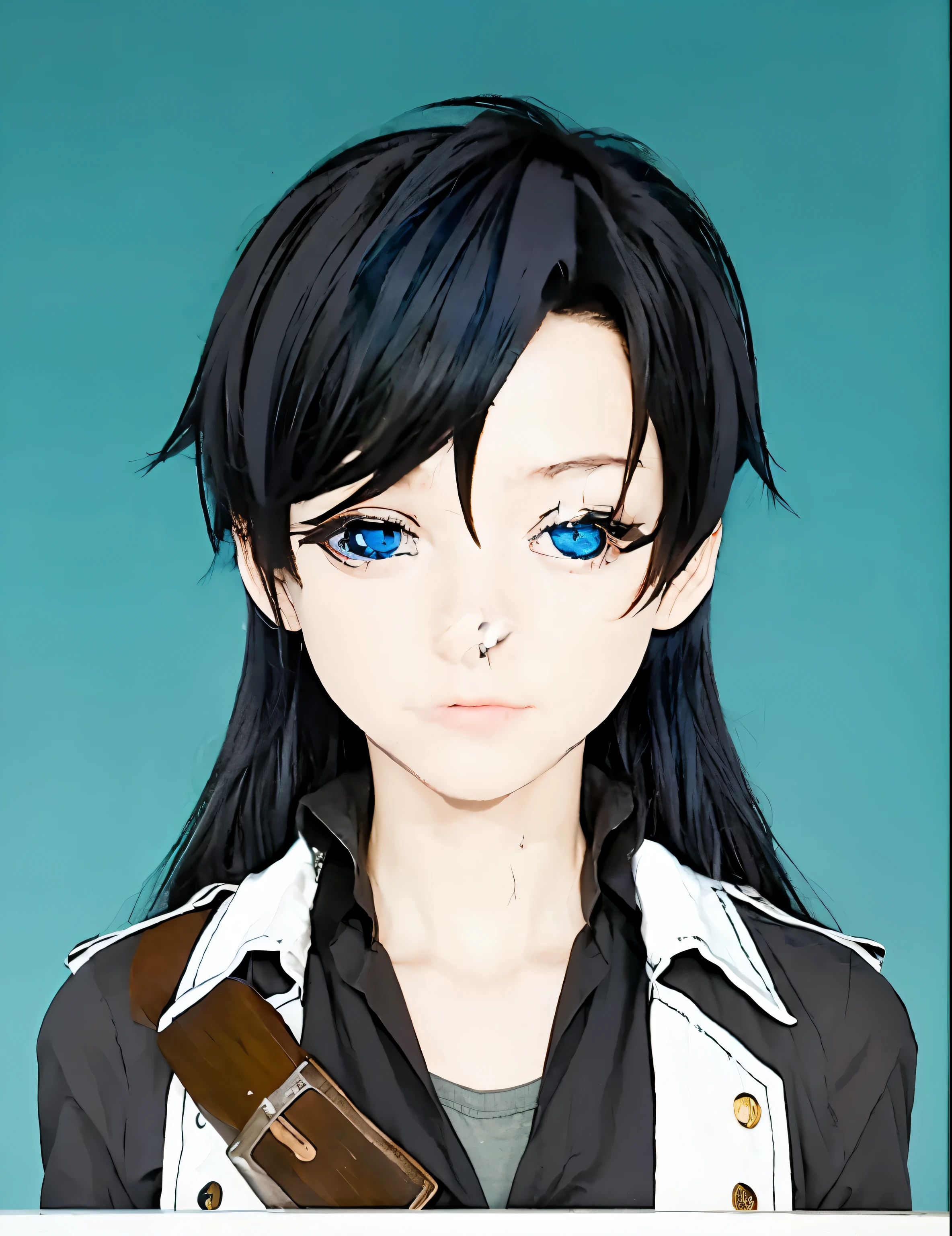 Best quality, masterpiece, ultra-high resolution, surrealism, firewood, moss piled in kitchen corner, an eighteen-year-old girl, blue hair, blue eyes,