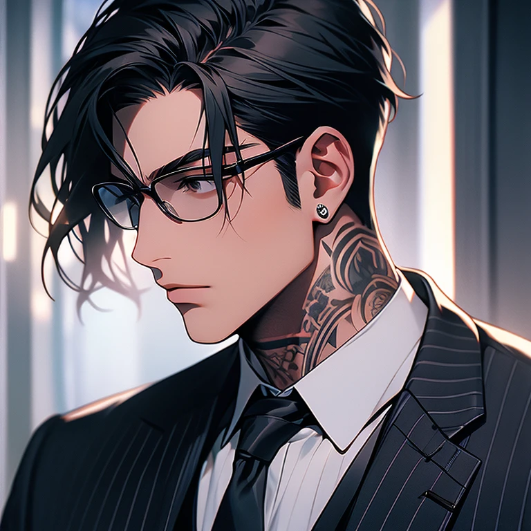 Tattooed man in suit