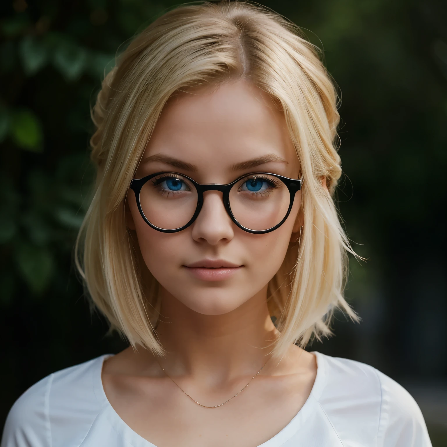 professional, (4k-photo:1.1) By (JeremyLipking:0.3), (Dietman Anna:0.3), (arian mark:0.3), (Sharp focus:1.3), High detail, Wearing (Low-top shirts:1.2), Beautiful detailed face, blueeyes, blue eyes, Long blonde hair, (Attractive young woman:1.3), (Seductive:1.1), (Blushing:1.1), Hourglass body type, great circle, Wide buttock, blonde goddess, Pretty face, Perfect white haired girl, beautiful blonde girl, Good young girl, Cute girl, gorgeous blonde, boobs, dark background, close shot of the face, big cute glasses, glasses too big for her, very big glasses, black shirt, black top