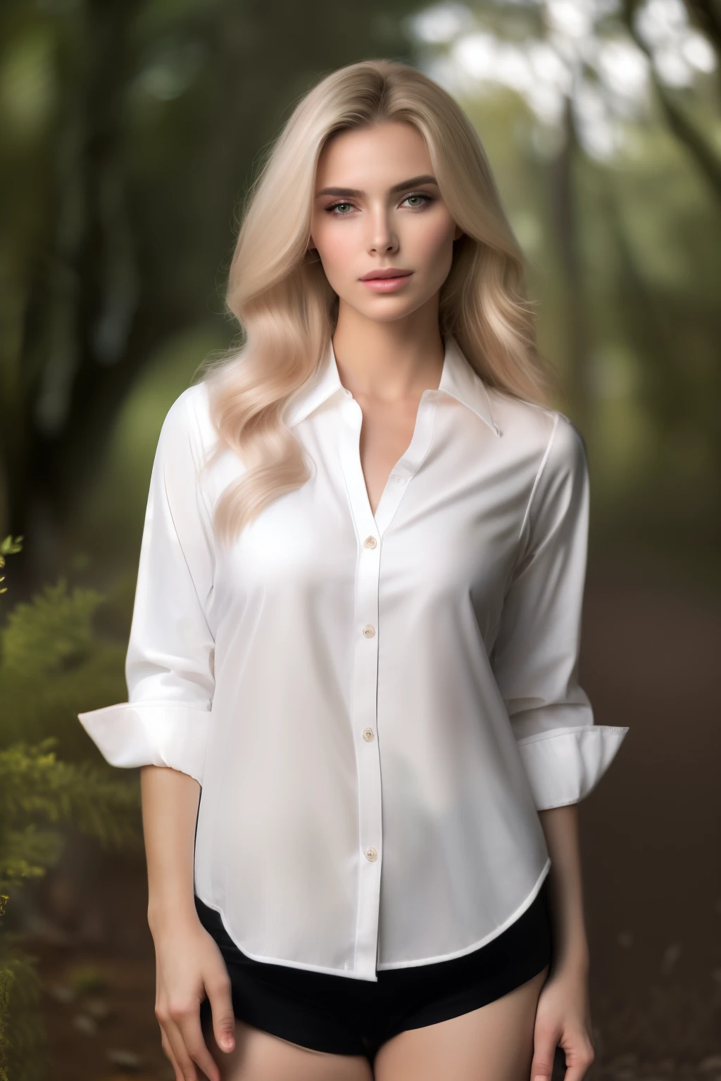 ((Toma de vista frontal)), ((Una chica muy linda sentada en el suelo, y usando una micro cuerda extrema de seda blanca, un taparrabos de hilo de seda blanca, en un hermoso parque)), ((smug look)), ((con una camisa de seda blanca: 1.5)), (pechos grandes :1.4), (abre las piernas), ((public hair)), bragas blancas, 8K, foto en bruto, (piel muy detallada:1.2), Photography, Obra maestra, mejor calidad, fondo gris oscuro, (A beautiful Caucasian girl with beautiful light blonde hair, piel blanca, beautiful soft pechos grandes