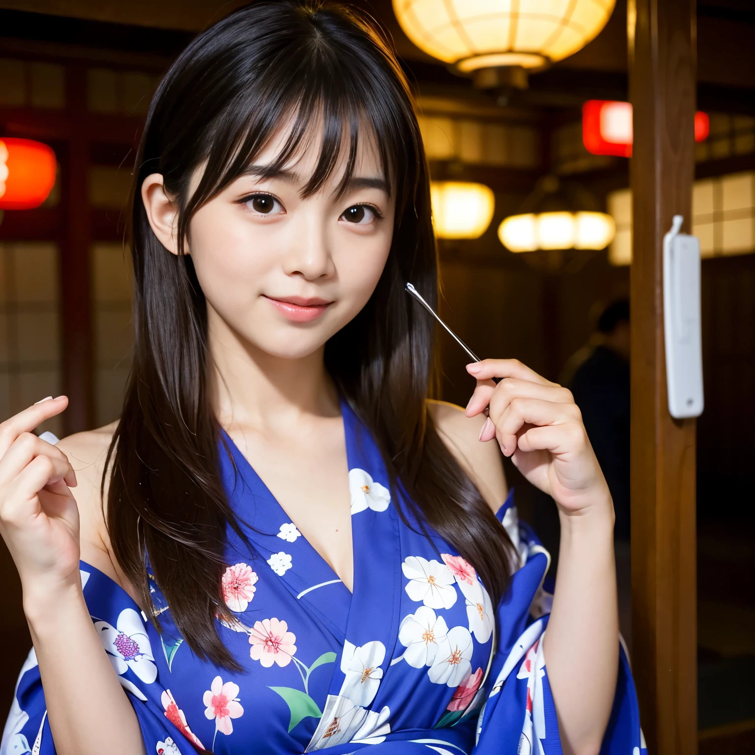 Best-quality, Masterpiece, Ultra-High-Resolution, (Photorealistic:1.4), Raw-Photo, Extremely-Details, Perfect-Anatomy, 1girl, 15-years-old, the most popular Japanese idol, extremely cute face like a most famous Japanese idol, extremely beautiful big-black-eyes, extremely beautiful long-haired, extremely beautiful and extremely realistic skins, extremely beautiful lips, extremely beautiful long-eyelashes, (having fun at drinking party in Japanese-hot-spring-inn, wearing Japanese-YUKATA), (((feeling surprisingly-sexually-excited and amazing-sexual-pleasure))), detailed Japanese-hot-spring-inn, detailed Japanese-YUKATA, detailed sexually-excited, detailed sexual-pleasure