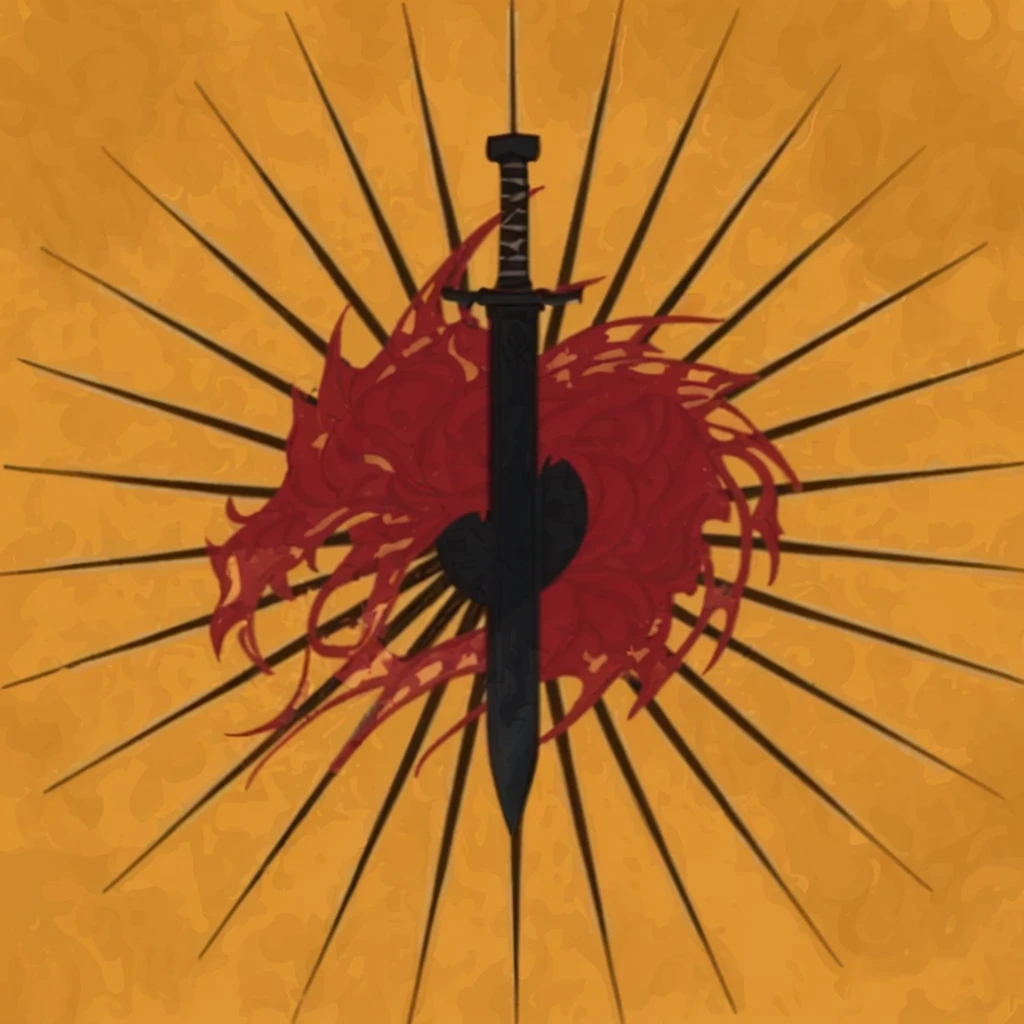 a picture of a sword with a red heart on it, sigil, drakenguard inspired, dorne, dragon centered, dragon age, amazing d & d dark sun art, mace and shield, world of fire and blood, game of throne art, house telvanni, the dark sun of athas, sword and shield, imperial symbol, medieval fantasy designs